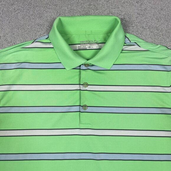 Nike Golf Polo Mens Medium Tour Performance Dri Fit Performance Stretch Striped - Picture 1 of 10